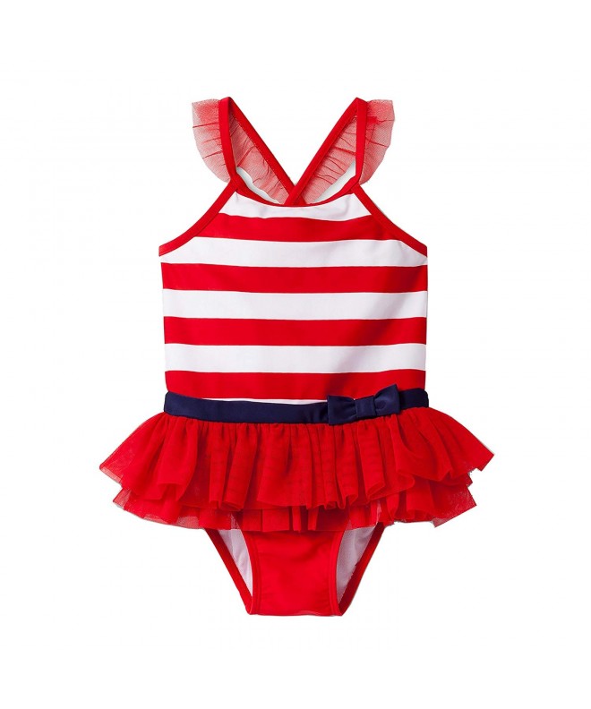 Patriotic Toddler Girls Stripe Swimsuit
