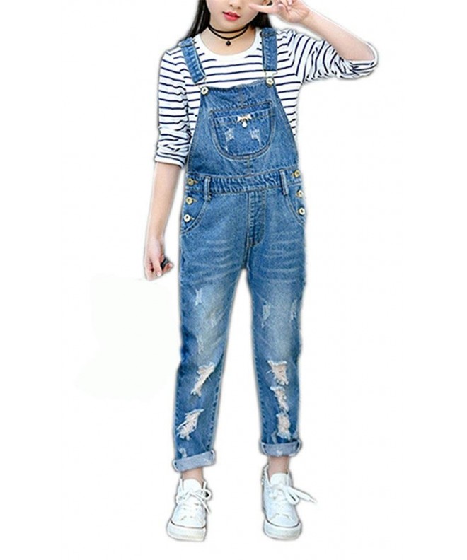 Distressed Overalls Strecthy Ripped Romper