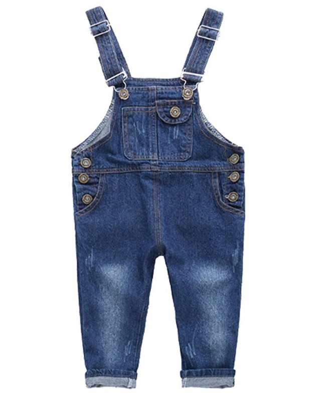 Girls Jeans Casual Button Overalls